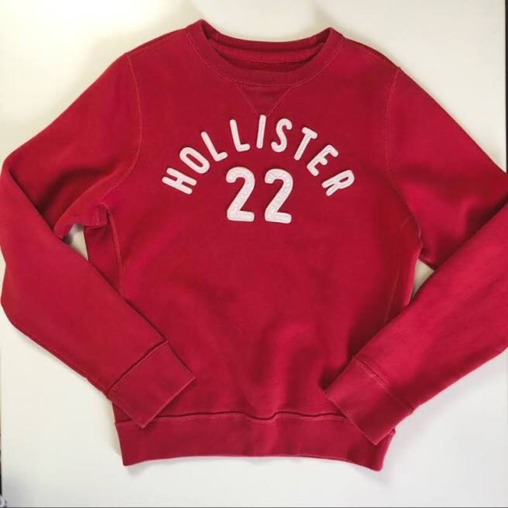 Hollister large logo soft red crewneck sweatshirt